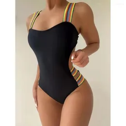 Swimwear pour femmes Cikini-One Piece Swimsuit For Women Sexy Beachwear Striped Tape Beach Bathing Fult Summer