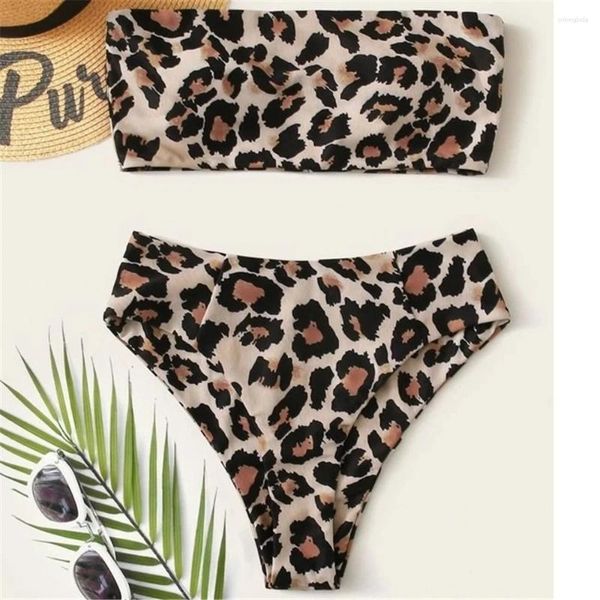 Traje de baño para mujer Cikini-Sexy Leopard Print Bikini Traje para mujeres Push Up Bra Cintura baja Split Beach Moda brasileña 2024