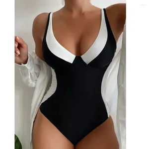 Maillots de bain pour femmes Cikini-Panneau de contraste monochromatique pour femmes One Piece Bikini Maillot de bain Sexy Hard Cup Rassemblement 2024