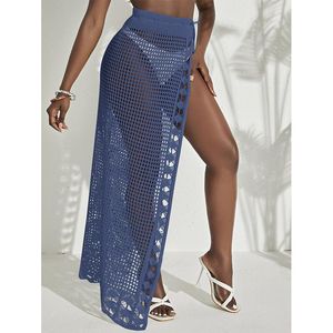 Maillots de bain pour femmes Couleur Crochet Jupe Plage Écharpe Cover Ups Pour Femmes Bleu Maillot De Bain Tenue Blanc Wrap Bikini Cover-ups Tricot Split Dre