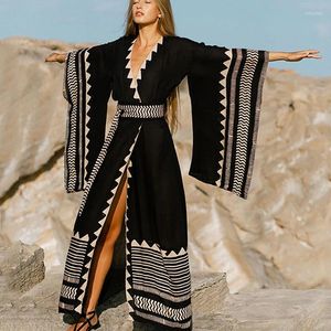 Trajes de baño para mujer Encubrimientos Trajes de playa para mujer Traje de baño Club nocturno Vestido largo de verano Bata de baño Kimono negro Cárdigan Ropa