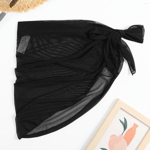 Traje de baño para mujer Encubrimientos Mujeres Sheer Wrap Nudo Cubrir Falda Sin Bikini Playa Brillante Wraps Vestido de natación para