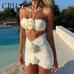 Swimwear Women Cputan 2024 Sexy 3D Flower 3 pièces Push Up Bikini Ensemble de maillots de bain Womens Swimwear serrés