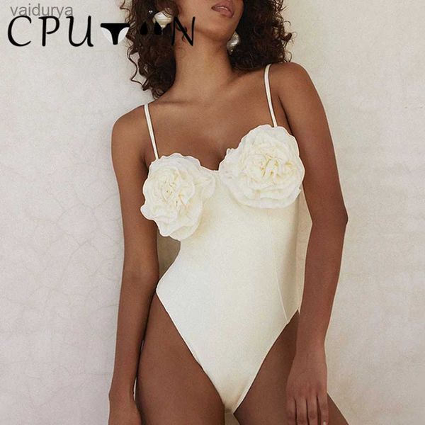 Traje de baño para mujer CPUTAN 2024 Sexy Blanco 3D Flor Sólido Dos piezas Push Up Bikini Set Lujo Mujeres Traje de baño Ropa de playa Traje de baño de verano YQ240330