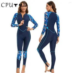 Swimwear Women Cputan 2024 Sport à manches longues Rash Guard One Piece Femme Sweetwearwear Summer Imprimé Monokini Surfing Suit Body