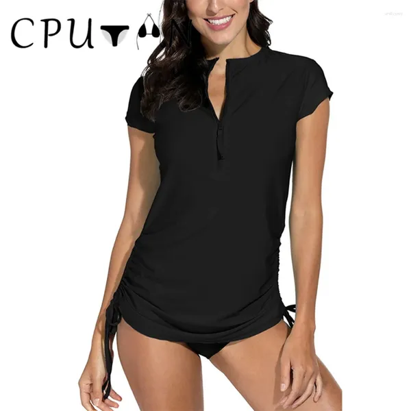 Traje de baño para mujer CPUTAN 2024 Deporte de dos piezas Tankini Bikini Set Traje de baño sólido Biquini Traje de baño brasileño Mujeres Ropa de playa Tallas grandes