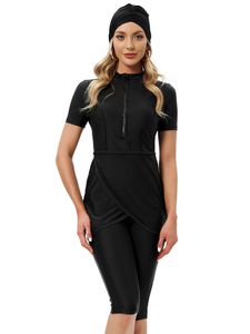 Dameszwemkleding CROP Korte moslimzwemkleding Dames bescheiden moslimzwempak Burkini met ritssluiting aan de voorkant 230720