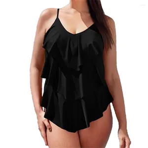 Swimons de maillots féminins Deka Femmes noires plus taille grande grosse bouffée One Piece Summer Summer Falbala Baignage de baignade féminine Sport Sport