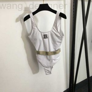 Dames badmode ontwerper 2023 Nieuwe sexy driedimensionale weefriem taille geborduurde hangende een stuk zwempak (met borstkussens) jtex