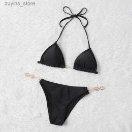 Bikinis de maillot de bain pour femmes Bikinis Femme Sexe Swimsuit avec lettre de décoration métal