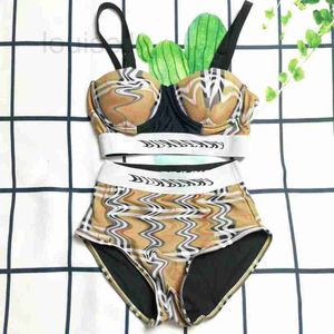 Maillots de bain pour femmes Designer Marque Split Maillot de bain Treillis en acier Sac dur Taille haute Bikini ARFQ B4QE