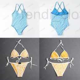 Traje de baño para mujer Marca de diseñador Trajes de baño Bikini Sexy Letra clásica Impreso Conjunto azul Sujetador Body Bikinis Traje de baño de verano Moda One Pie Trajes de diseñador de playa