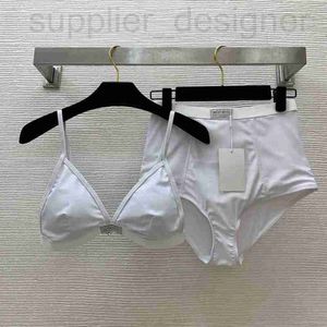 Dames Swimwear Designer Zomerzwempak Woven rand Patchwork Hoge elastische Bikini beha Top+High Taille Lifting Hip Slimming Triangle Pants Set 3GJD
