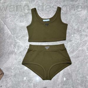 Maillot de bain pour femmes Designer Ensemble de maillot de bain, style sportif, gilet à bretelles courtes, pantalon triangle, fil tricoté en coton de couleur unie pour femmes, tendance d'été 2024 Y1OW