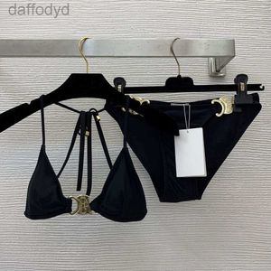 Damesbadmode designer badmode dames sexy bikini metalen fittingen stropdas string halslijn Bikini split badpak 240307