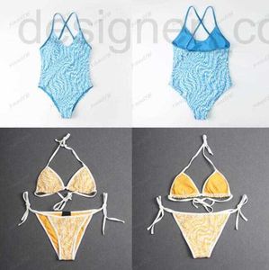 Damesbadmode ontwerper dameszwempakken bikini sexy klassieke letter bedrukt blauwe set beha bodysuit bikini's zomerzwempak mode strandpakken uit één stuk