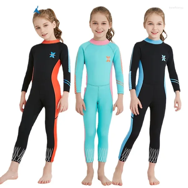 Dividasil de trajes de baño para mujeres 2.5 mm Neopreno Girl Termal Wetsuits Niños Cuerpo completo Suters de buceo Surfsidio solar Mantenga ropa caliente