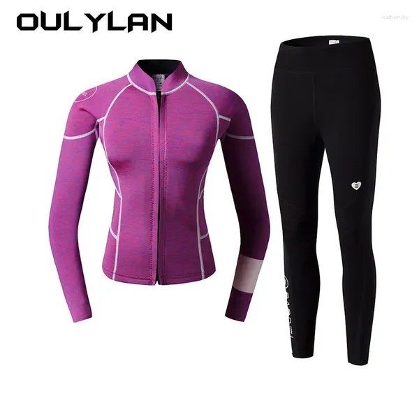 Costume de plongée de maillots de bain pour femmes 2 mm Femmes à combinaison WetShip Split à manches longues Kitesurf surf surf de pantalon de la pêche à la pantalon