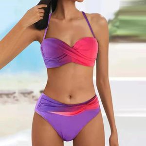 Bikini de maillots de bain pour femmes Bikini suspendu au cou sexy tie teinturier Imprimé de maillot de bain à grande taille