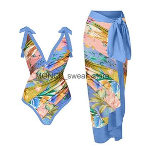 Dames Swimwear DP V Vintage Print One Piece Swimsuit Set Elegant Cutout Riem Holiday Beach Jurk High Taille Beachwear Push-Up H240507