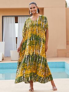 Maillot de bain pour femme EDOLYNSA Robe caftan imprimée à rayures Col en V Robe caftan élégante Robe de vacances d'été Tenue de vacances d'été Kaftans africains Vêtements d'invités de mariage