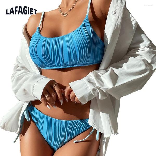 Swimwear féminin européen américain sexy u cou de couche à deux pièces Sleepins pour dames Bikini haut de baignade