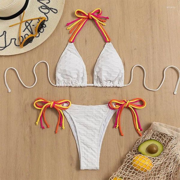 Swimwear féminin européen et tissu spécial américain suspendu le cou de maillot de bain Bikini de plage