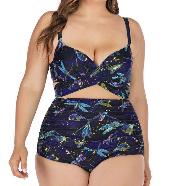 Maillot de bain femme Style européen et américain taille haute grosse femme Bikini grande taille 5XL avec maillot de bain fendu femme