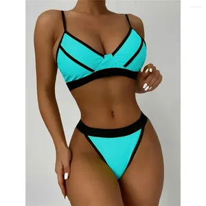 Dames badkleding mode neon bikini string duw op splicing zwempak pakken strand bikini's y2k badend zwemmen tanga mujer bather