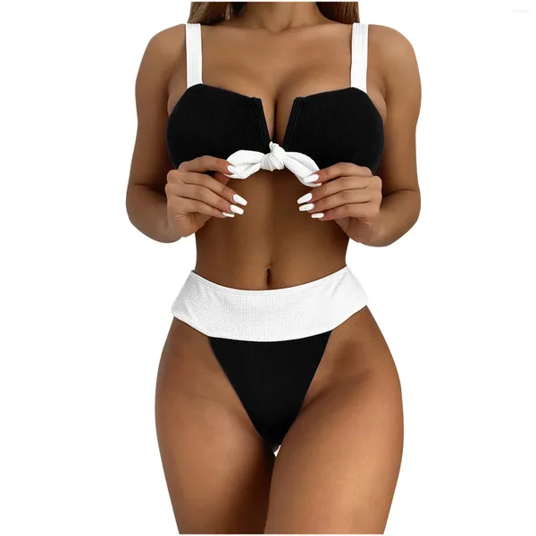 Traje de baño para mujer Fashionista Lady Sexy que contiene almohadilla en el pecho Conjunto de bikini sólido Traje de baño de dos piezas Tankini Mujeres 2023 Trajes de baño