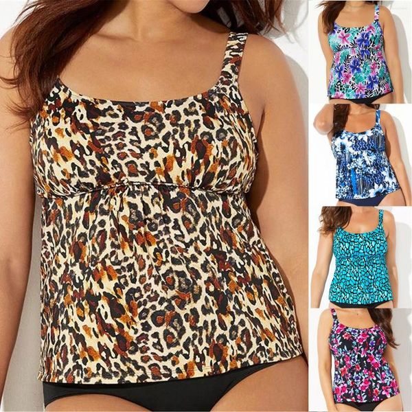 Traje de baño para mujer Envío rápido Talla grande 4XL Mujeres Sexy Vendaje Puntos grandes Estampado de leopardo Tankini Traje de baño dividido