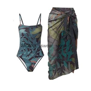 Swimons de maillots de bain féminins Retro Floral Imprimé une pièce de maillots de bain Copture de baignoires de la plage de la plage de la plage de la plage H240507