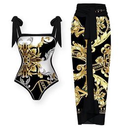 Maillots de bain pour femmes Femme Rétro Maillot de bain Jupe Gold Dos nu Vintage Vacances Robe de plage Designer Maillot de bain Été