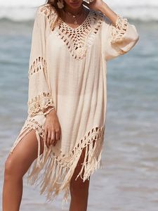 Dames Badmode Fitshinling Boheemse Handgemaakte Gehaakte Strand Cover-Ups Outfits Voor Vrouwen Pure Sexy Pareo Zomervakantie Jurken