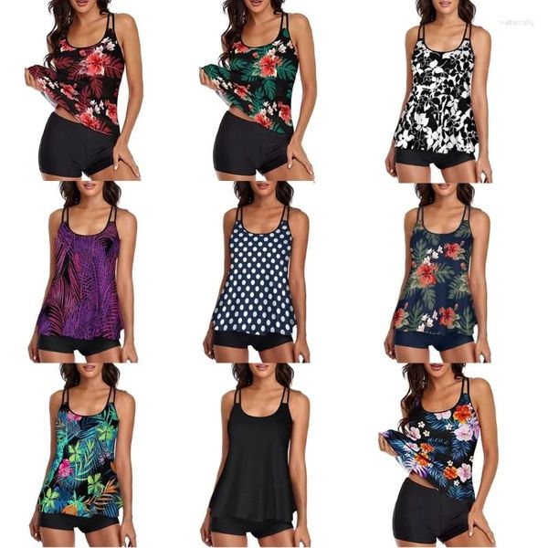 Traje de baño para mujer Traje de baño con estampado floral Traje de baño tankini de 2 piezas Top para mujer