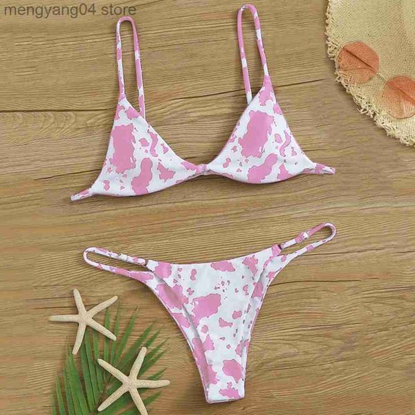 Maillots de bain pour femmes Floral Random Print Bikini Set Femmes Push-Up Maillot de bain 2023 Beachwear Rembourré Maillot de bain Nouveau Mini String Dos Nu Maillots De Bain T230524