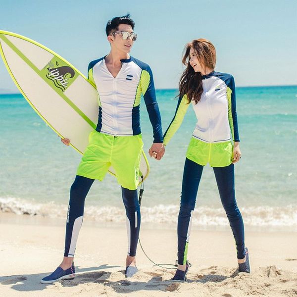 Maillots de bain pour femmes Four Seasons Hommes et femmes Couple Suit Maillot de bain de plongée à manches longues Split Sunscreen Jellyfish Surf Snorkeling SuitWomen'