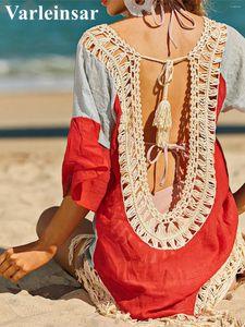 Maillots de bain pour femmes Fringe Gland Creux Out Splicing Tunique Tunique Beach Cover Up Cover-up Robe Porter Beachwear Femme Femmes V4059