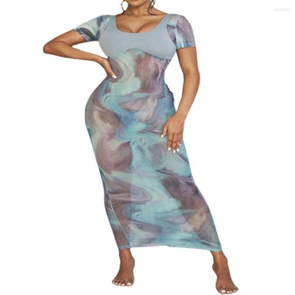 Traje de baño de mujer FS Mujeres Tankinis azules Falda larga transparente Smock Bikini Set Lady Split Beach Style Traje de baño de protección solar de dos piezas