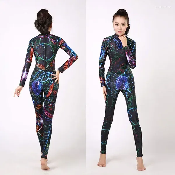 Traje de baño para mujer Traje de neopreno completo 3 mm Premium Neopreno Traje húmedo XS S M L XL Starry Starlit Sky Impreso Cuerpo Manga larga Wetsutis