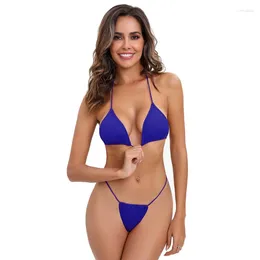 Traje de baño para mujer G String Brasileño 2024 Playa de verano Bañistas Mujeres Sexy Micro Thin Halter Bikini Set Brasil Thong Bottom