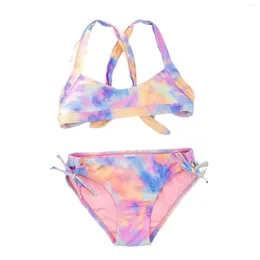 Maillots de bain pour femmes Girl 7 Maillot de bain Tie Dye Trendy Girls Maillots de bain Deux pièces Enfants 7-14 ans Beachwear Enfants Bikini Set Belle