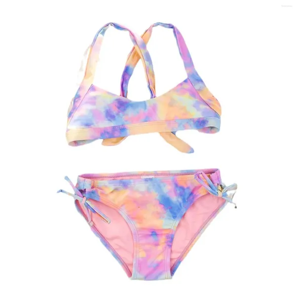 Maillots de bain pour femmes Girl 7 Maillot de bain Tie Dye Trendy Girls Maillots de bain Deux pièces Enfants 7-14 ans Beachwear Enfants Bikini Set Belle