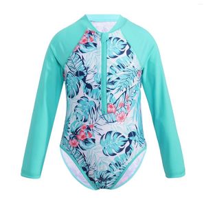 Fille de maillots de bain pour femmes à manches longues à manches éruptions cutanées Rashguard MAINTRAQUE IMPRESSION IMPRESSÉ PRIMÉSEMENT