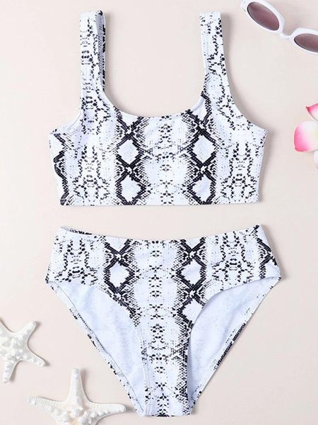 Traje de baño para mujeres Bikini Bikini Bikini 2024 Patrillo de piel de serpiente blanca Sle Sning Bikinis Children Summer Beach Wear Traje de baño