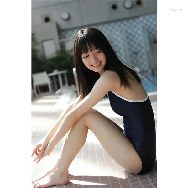 Chicas de trajes de baño para mujeres lolita linda escolar japonesa ling de azul oscuro traje de baño one piezas cos