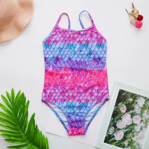 Filles de maillots de bain féminine One Pieces Swimsuit Cutting Bathing Trots 3-14T