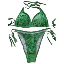 Swimwaies pour femmes vertes bikini triangle sexy string de maillot de bain punk femmes deux pièces
