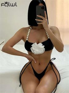 Hábris de trajes de baño para mujeres Summer Flower Sexy 2 Briefs Bikini Sets Beach Vacation For Women 2024 Lace-up Swimsuits Natación de baño