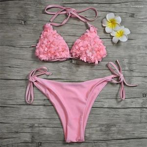 Maillots de bain pour femmes Fleur à la main Fleur de maillot de bain deux pièces pour femmes en dentelle sexy